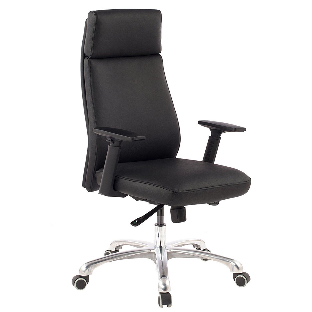 DEMO# Fauteuil de bureau TRINIDAD, Grand rembourrage et ergonomie, Piétement en métal, Cuir , Noir