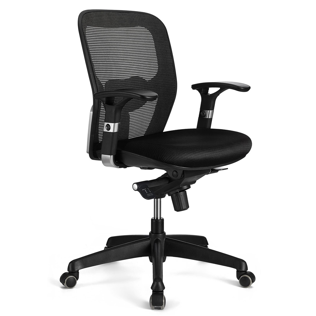 DEMO# Chaise ergonomique FELIX, Support Lombaire Ajustable, Adapté utilisation 8h, Noir