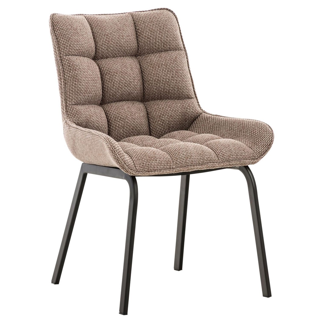 Fauteuil visiteur TANGO, Rembourrage Épais, Pieds en Métal Noir, Tissu Marron Clair