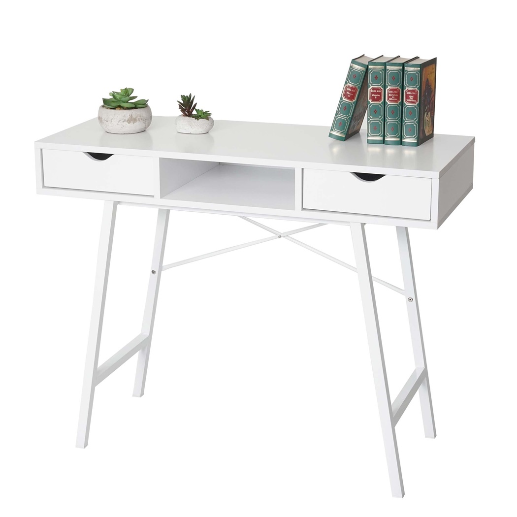 Bureau Informatique NILSA, Dimensions 100x40x80 cm, en Bois Blanc