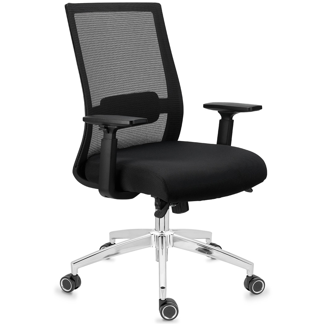 DEMO# Chaise Ergonomique NIXON, Support Lombaire, Piétement Métallique, Utilisation 8H, en Noir