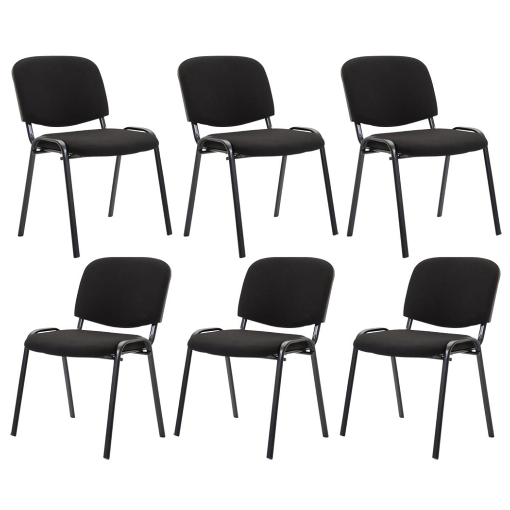 Lot de 6 chaises visiteur MOBY CUIR, Commode et Pratique, Prix Incroyable, Noir et Piétement Noir