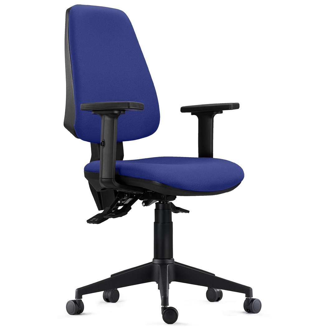 DEMO# Chaise de Bureau Ergonomique INDIANA PRO, Usage Intensif 8H, avec Accoudoirs Ajustables 2D, en Tissu Bleu Foncé