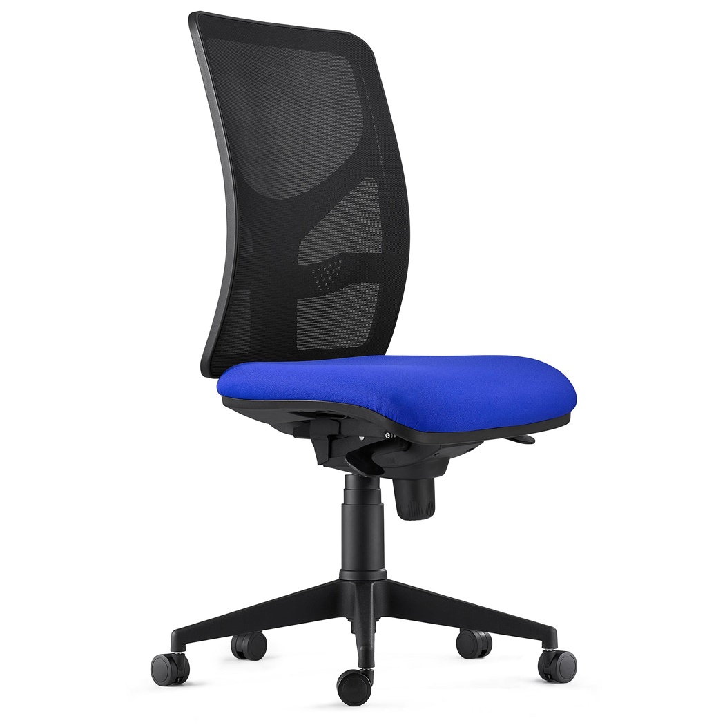 DEMO# Chaise de bureau MILO, Sans Accoudoirs, Support Lombaire, en Tissu, Bleu