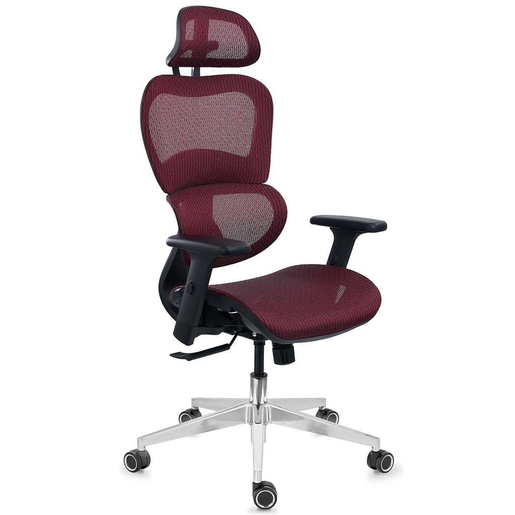 Chaise Ergonomique VICTORY, 100% Ajustable, Utilisation Intensive 8h, en Maille, Bordeaux