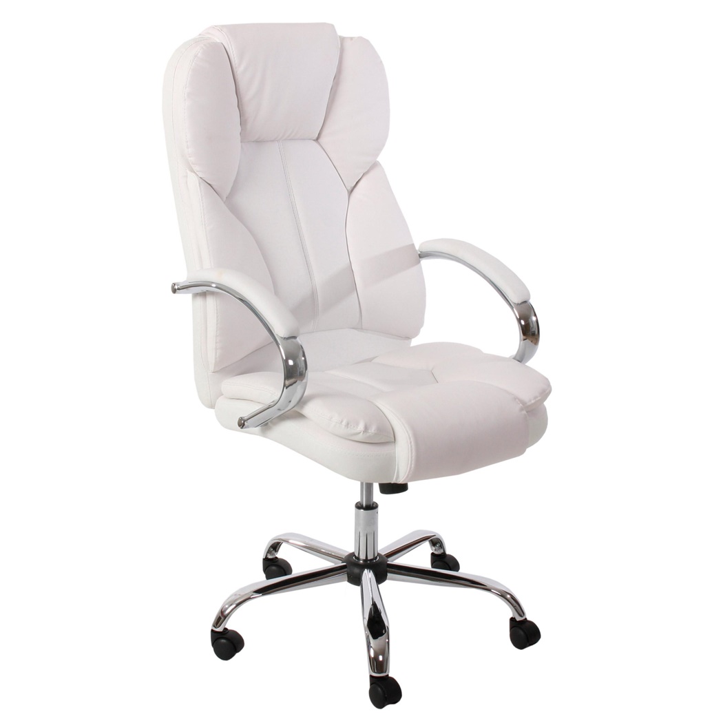 DEMO# Fauteuil de bureau KANSAS, résistant jusqu'à 150kg!! Grande qualité, fabriqué en acier et cuir, Blanc