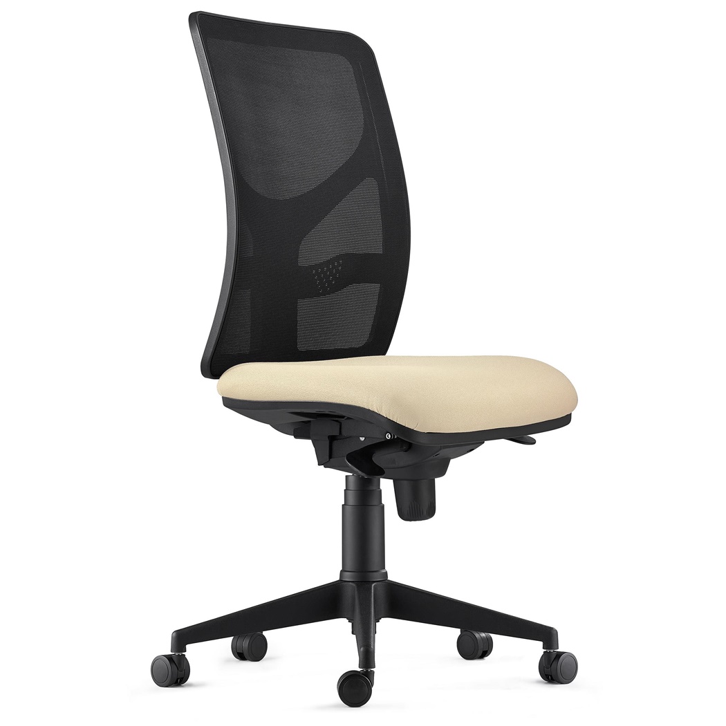 DEMO# Chaise de bureau MILO, Sans Accoudoirs, Support Lombaire, en Tissu, Crème