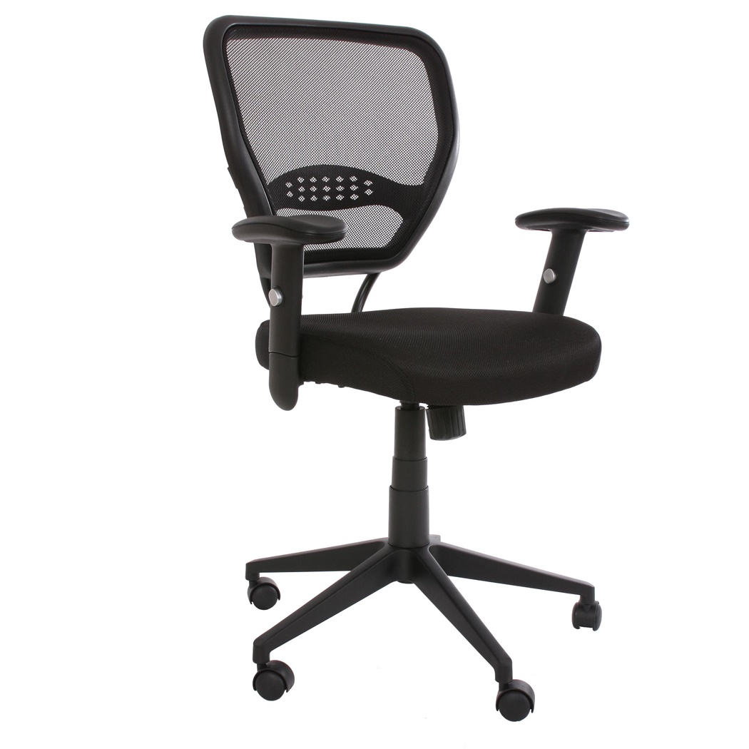 DEMO#Chaise de bureau XXL TENOYA, Assise Rembourrée,  Dossier en maille, Noir