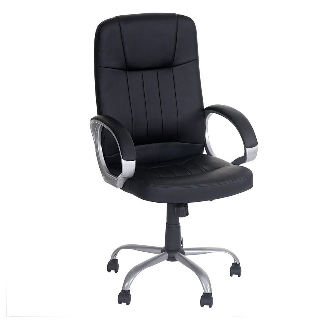 Fauteuil de bureau WILSON, Grand rembourrage, Revêtement Cuir, Noir