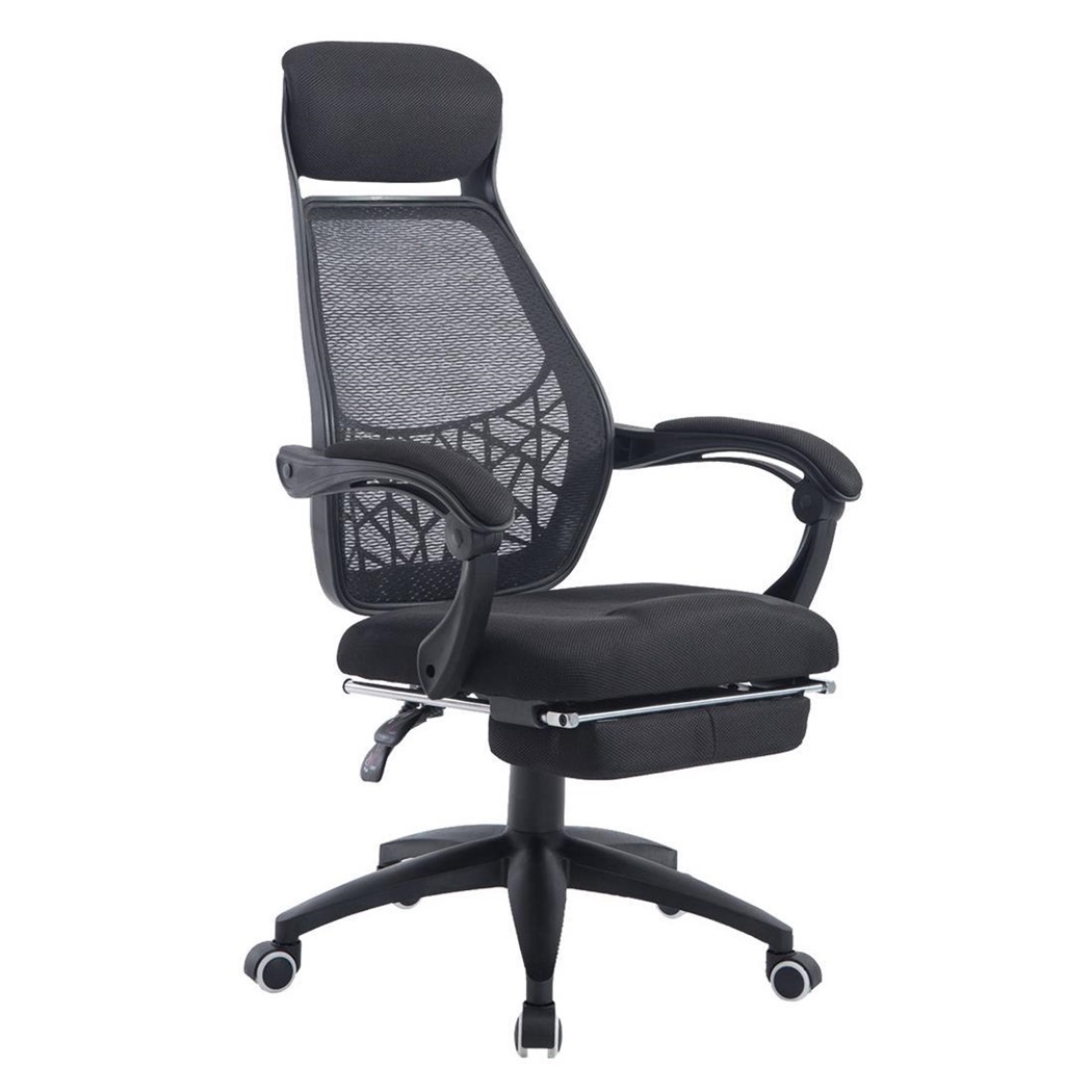 Chaise de bureau MARTXEL, Repose-pieds extensible, Inclinable, Noir
