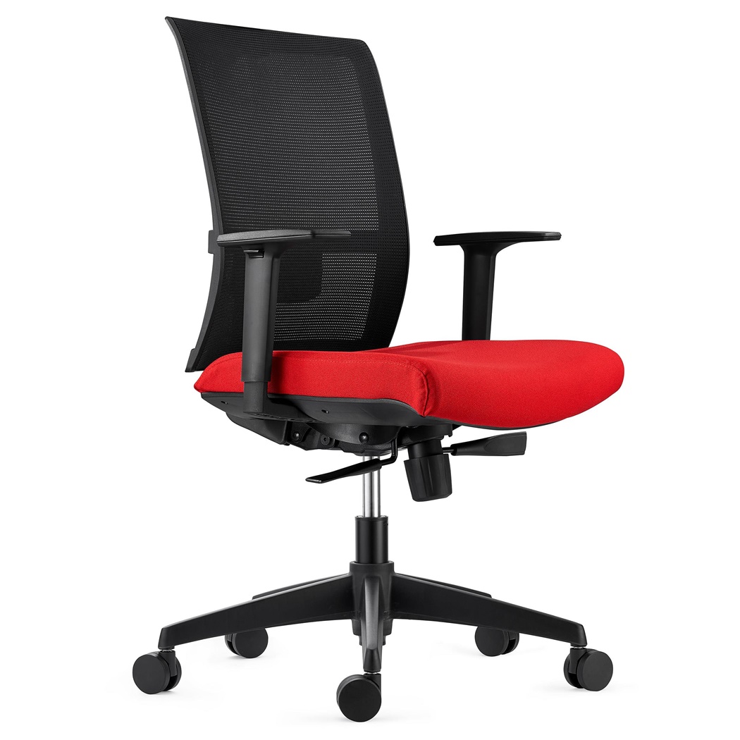 Chaise Ergonomique EXON, Support Lombaire, Utilisation 8 H, en Tissu et Maille, Rouge