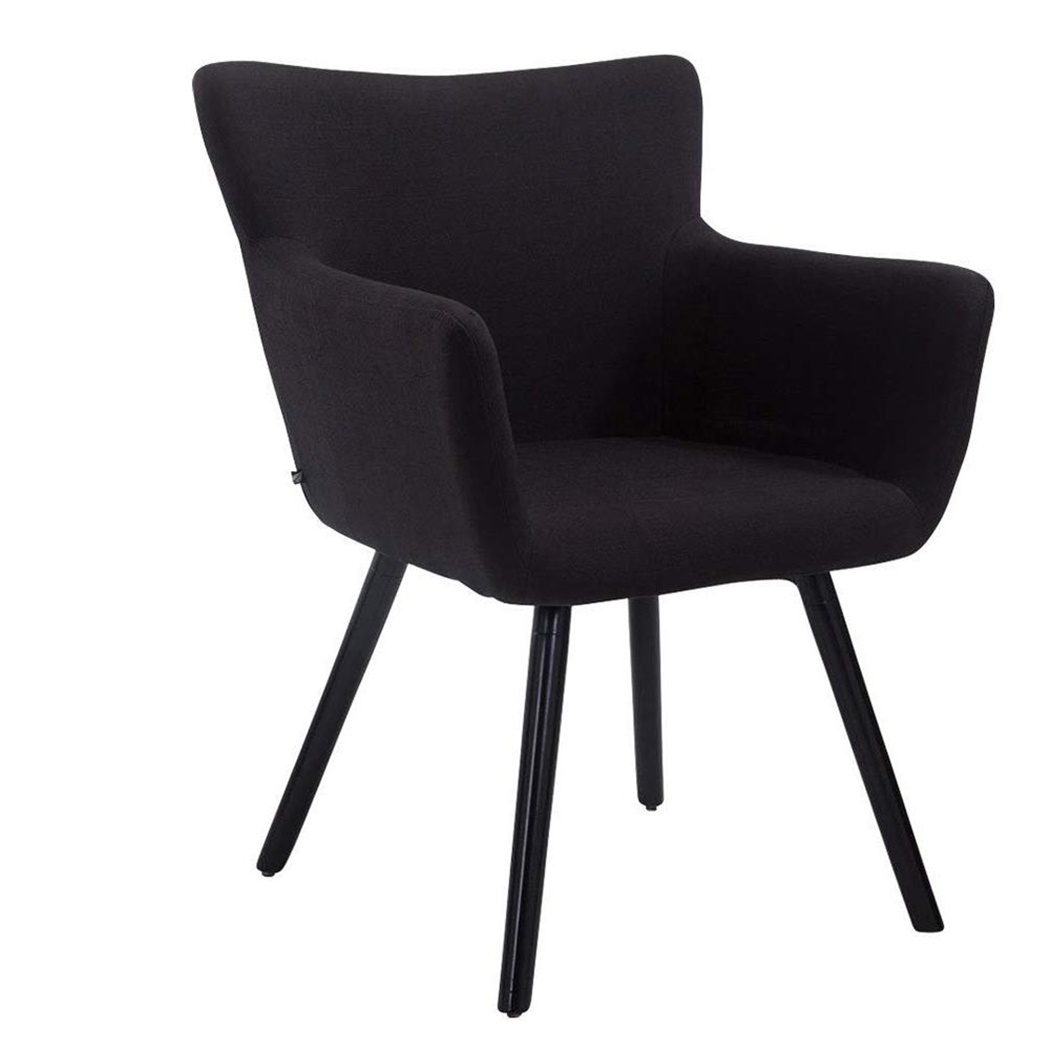 Chaise d'Attente NIAGARA, Design Moderne, Piétement en Bois couleur Noir, Assise rembourrée, en Tissu, Noir