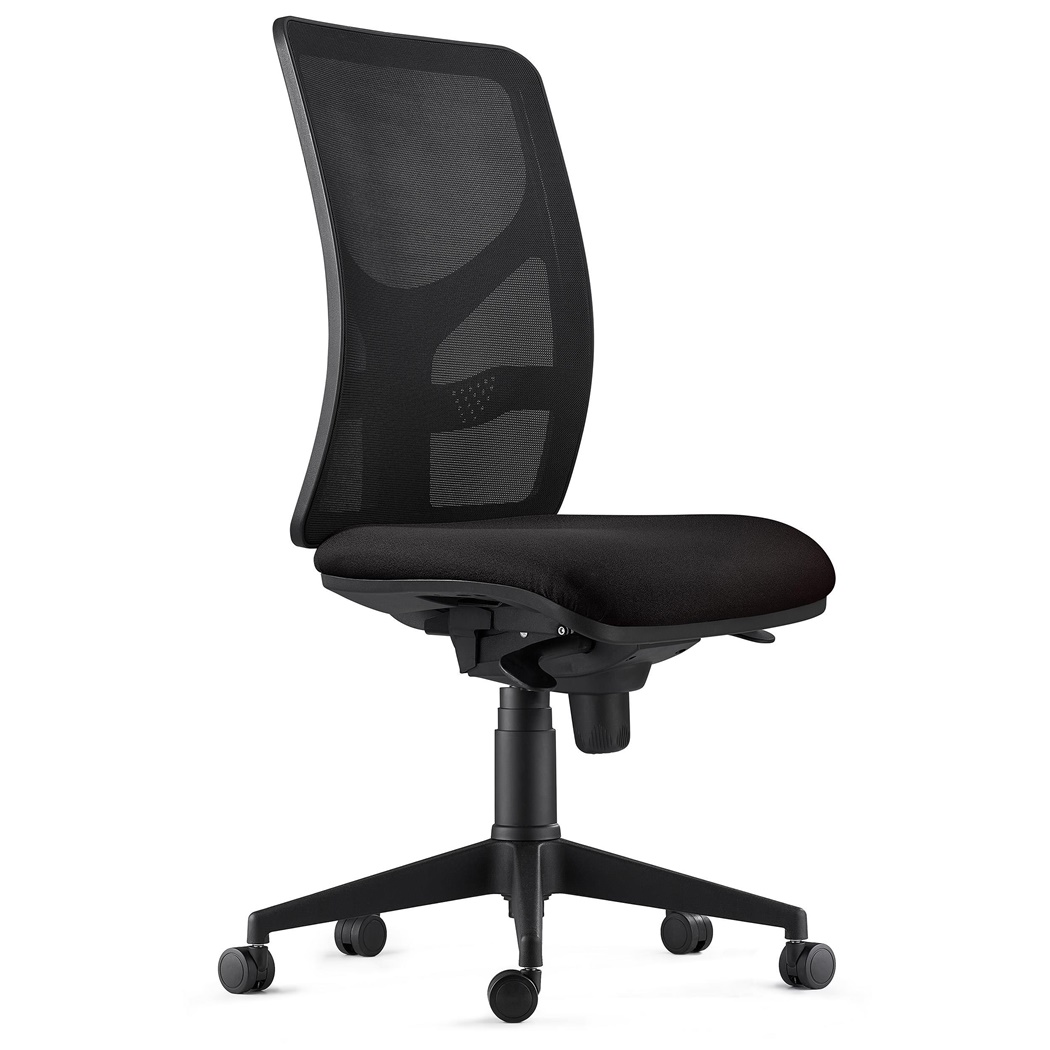 DEMO# Chaise de bureau MILO, Sans Accoudoirs, Support Lombaire, en Tissu, Noir