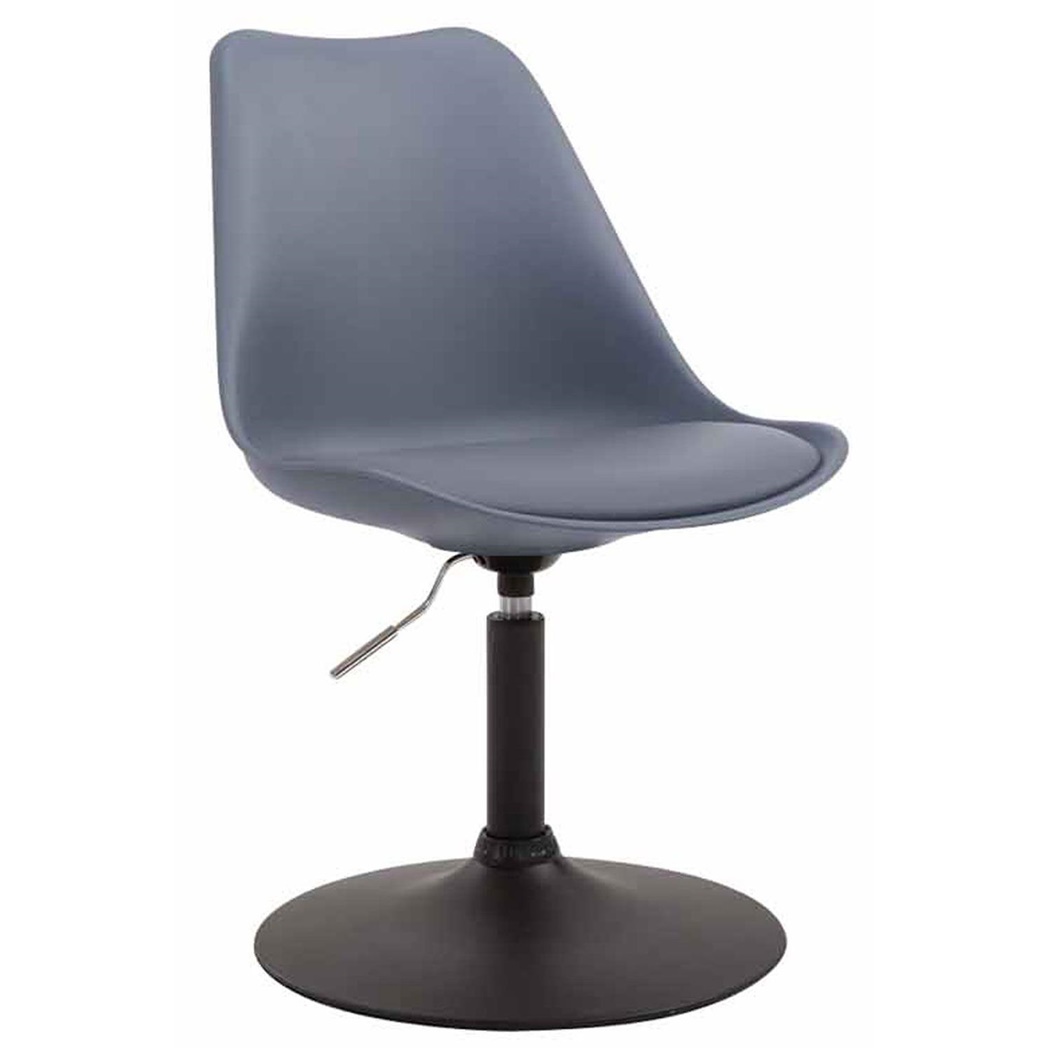 Chaise Visiteur MOLLY, Pivotante, Piétement Métallique Noir Mat, Cuir, Gris