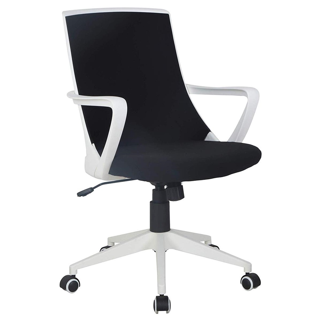 Chaise de bureau DAVIS, Design Moderne, Assise Rembourrée, Piétement Blanc, Noir 