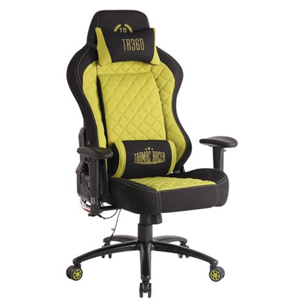 Fauteuil Gaming MAXIME MASSAGE, Design Exclusif, en Tissu, Vert