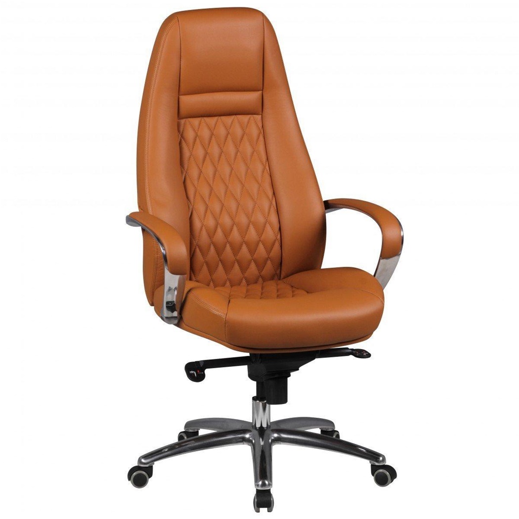 DEMO# Fauteuil Ergonomique TINDAYA, Design Exclusif, Revêtement, en Cuir authentique, Marron Clair