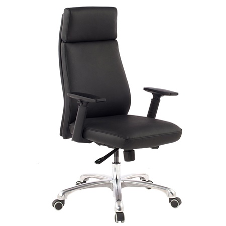 DEMO# Fauteuil de bureau TRINIDAD, Grand rembourrage et ergonomie, Piétement en métal, Cuir , Noir