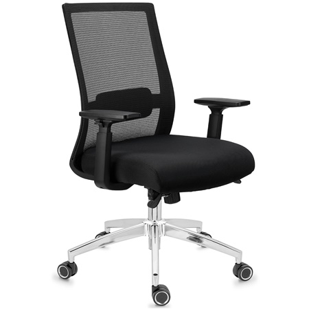 DEMO# Chaise Ergonomique NIXON, Support Lombaire, Piétement Métallique, Utilisation 8H, en Noir