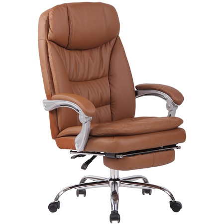 Fauteuil de bureau AUSTIN, inclinable, Repose-pieds Extensible, Marron Clair