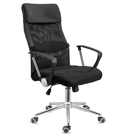 DEMO#Chaise de Bureau NISEKO, Appui-tête Rembourré, Piétement Métallique Exclusif, en Noir