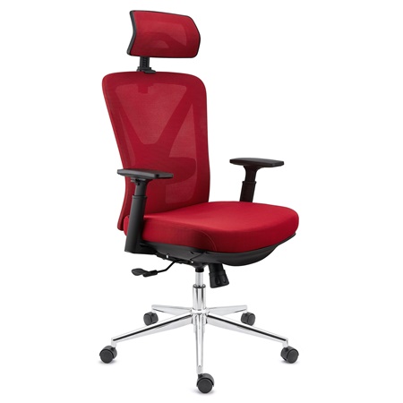 DEMO# Chaise Ergonomique TOWER, Repose-Pieds Extensible, Support Lombaire, Rouge