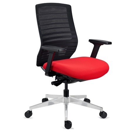 DEMO# Chaise Ergonomique TAURUS, Totalement Réglable, Support Lombaire, Rouge