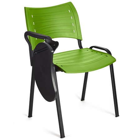 DEMO# Chaise visiteur ELVA AVEC TABLETTE, Empilable et Pratique, Piétement Noir, Vert