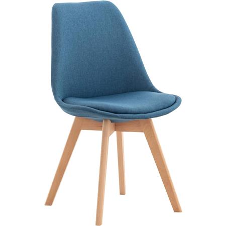 Chaise visiteur SKYLER, Style Scandinave, Piétement en Bois de Hêtre, en Tissu Bleu