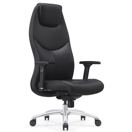 Fauteuil De Bureau SUITER, Design et Grande Qualité, Usage Professionnel 8h, Revêtement en Cuir Authentique, Noir