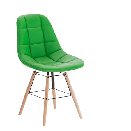 Chaise Visiteur TOMMY, Design Scandinave, en Bois et Cuir Vert