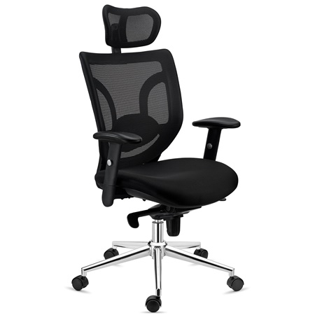 DEMO# Chaise Ergonomique LAMBO, Appui-tête, Excellent Support Lombaire, Noir