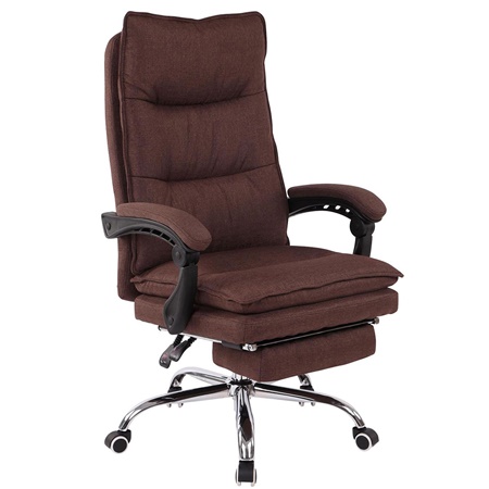 Fauteuil de bureau MARIUS TISSU, Repose-pieds, Confortable, Marron