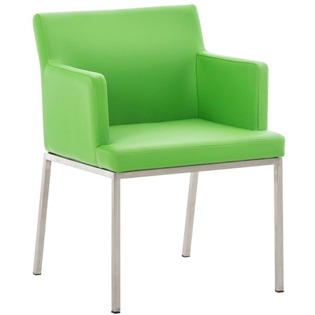 Fauteuil visiteur NICKY, Design et Confort, Pieds en Acier, Cuir Vert