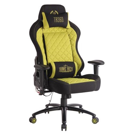 Fauteuil Gaming MAXIME MASSAGE, Design Exclusif, en Tissu, Vert