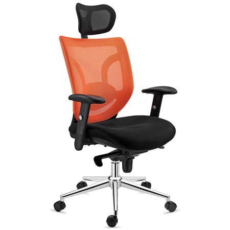 DEMO# Chaise Ergonomique LAMBO, Utilisation quotidienne 8 Heures, Appui-tête, Excellent Support Lombaire, Orange